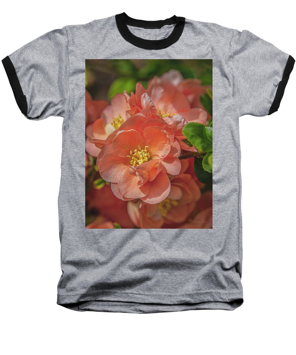 Nature Baseball T-Shirt featuring the photograph Flowering Quince Blossoms by TL Wilson Photography by Teresa Wilson