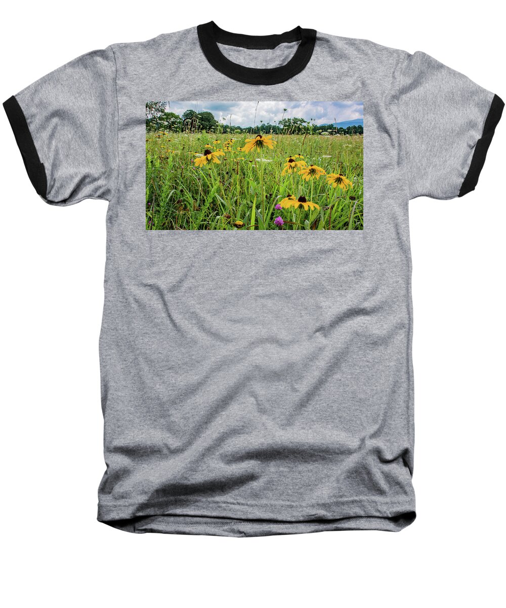 Clover Baseball T-Shirt featuring the photograph Flowers of the Field, Cades Cove by Marcy Wielfaert