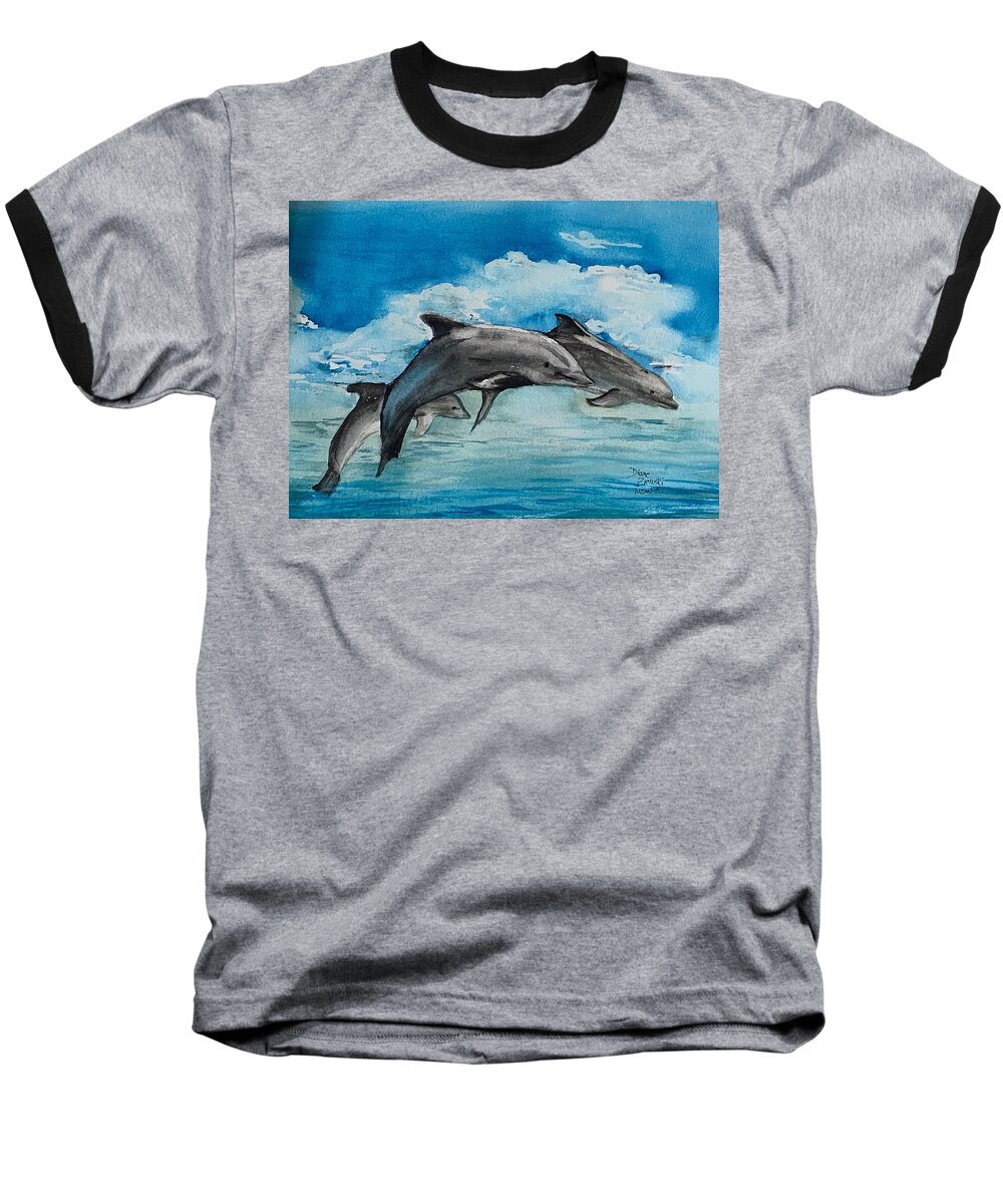  Baseball T-Shirt featuring the painting Flying by Diane Ziemski