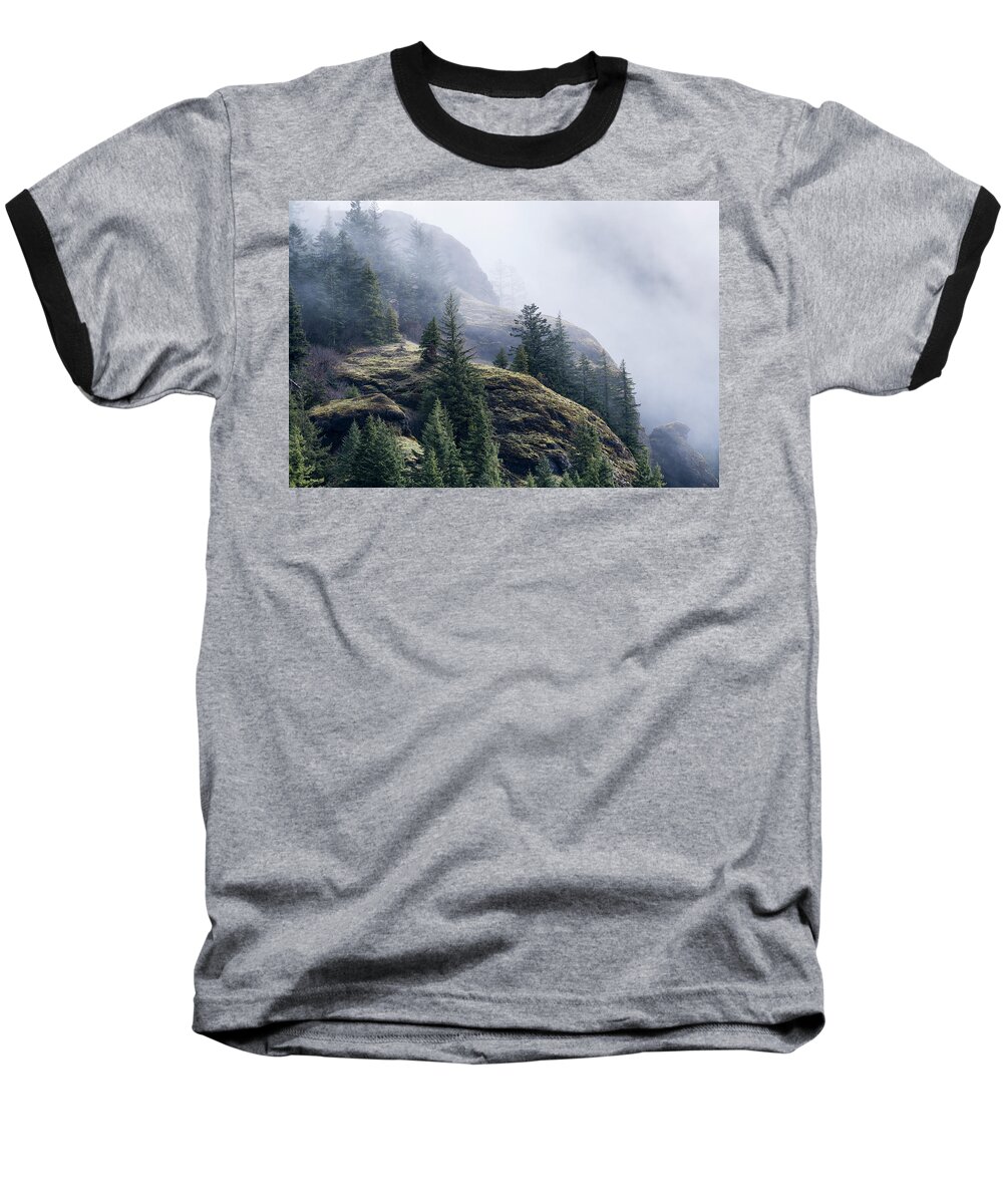 Clatsop County Baseball T-Shirt featuring the photograph Foggy on Saddle Mountain by Robert Potts