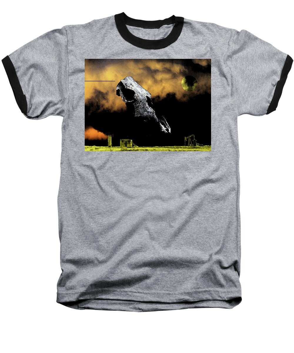 Pumpjack Baseball T-Shirt featuring the digital art Fossilized Dream by Jonathan Thompson