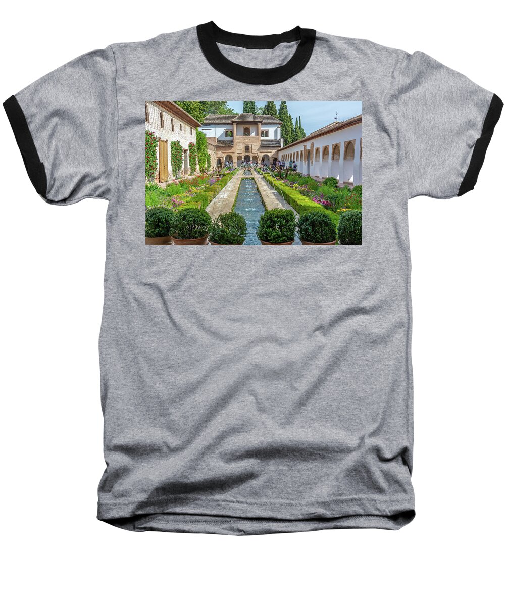 Mediterranean Baseball T-Shirt featuring the photograph Fountains of the Alhambra by Douglas Wielfaert