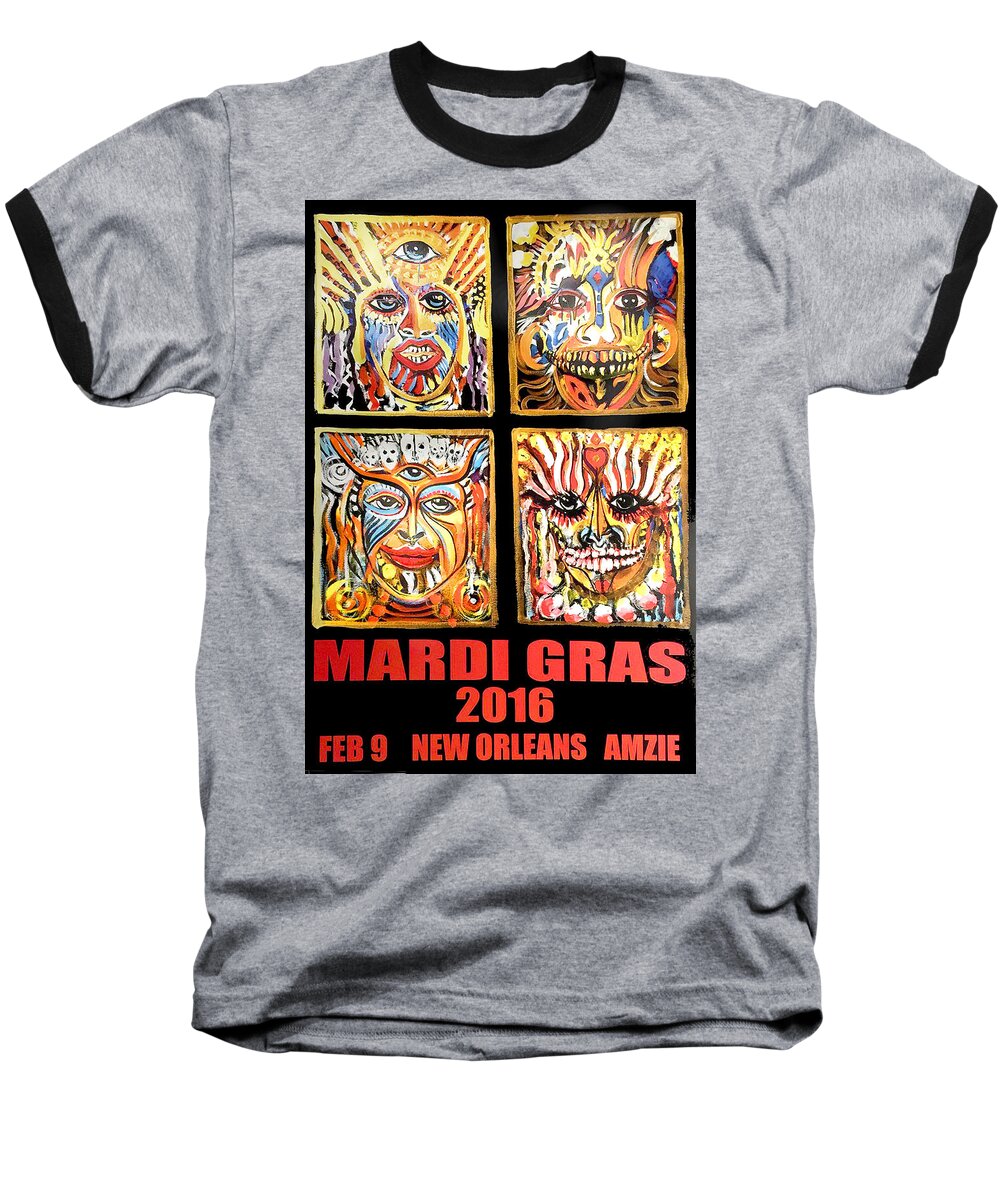 Four Happiness Baseball T-Shirt featuring the painting Four Happiness by Amzie Adams