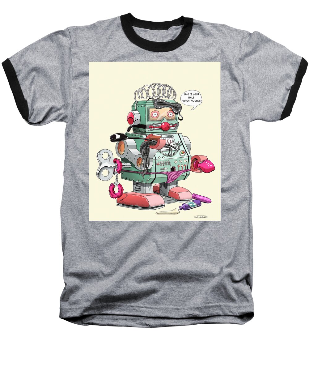 Robot Baseball T-Shirt featuring the digital art Freak Bot-69,000 by Kynn Peterkin