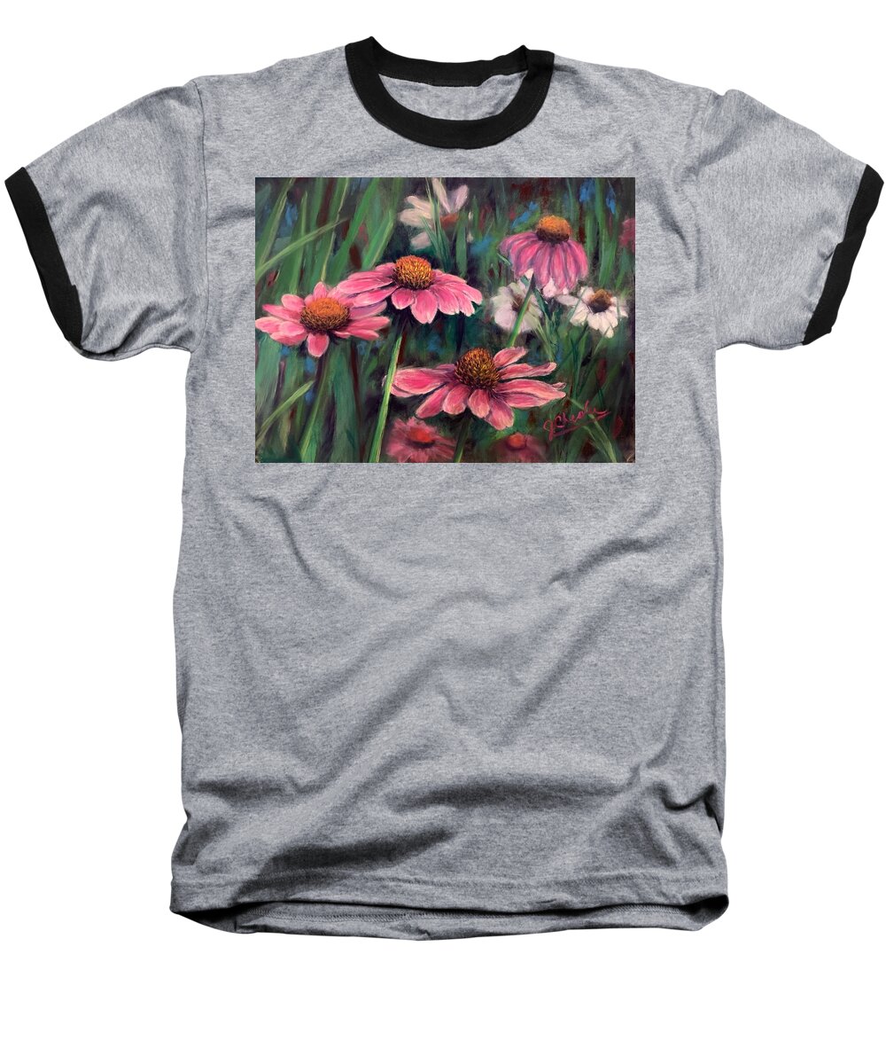 Coneflowers Baseball T-Shirt featuring the painting Full-On Summertime by Jan Chesler