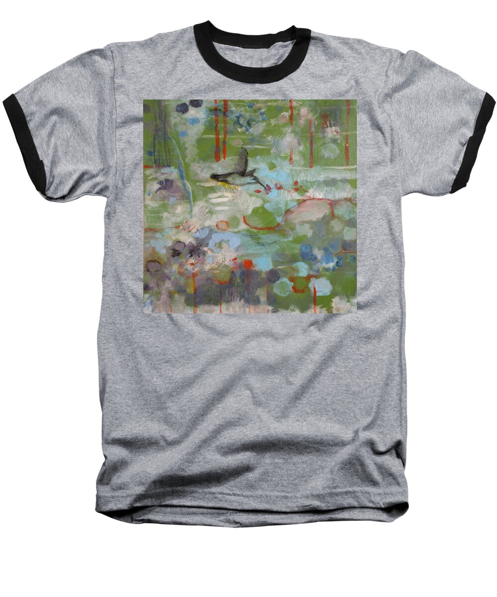Hummingbird Baseball T-Shirt featuring the painting Hummingbird Garden by Janet Zoya