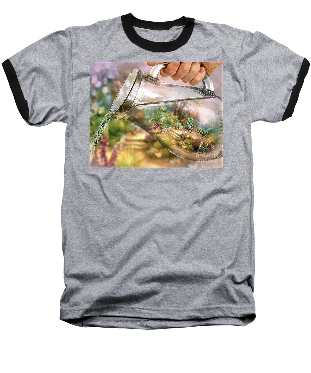 Still Life Baseball T-Shirt featuring the digital art Garden Reflections by Kathy Kelly