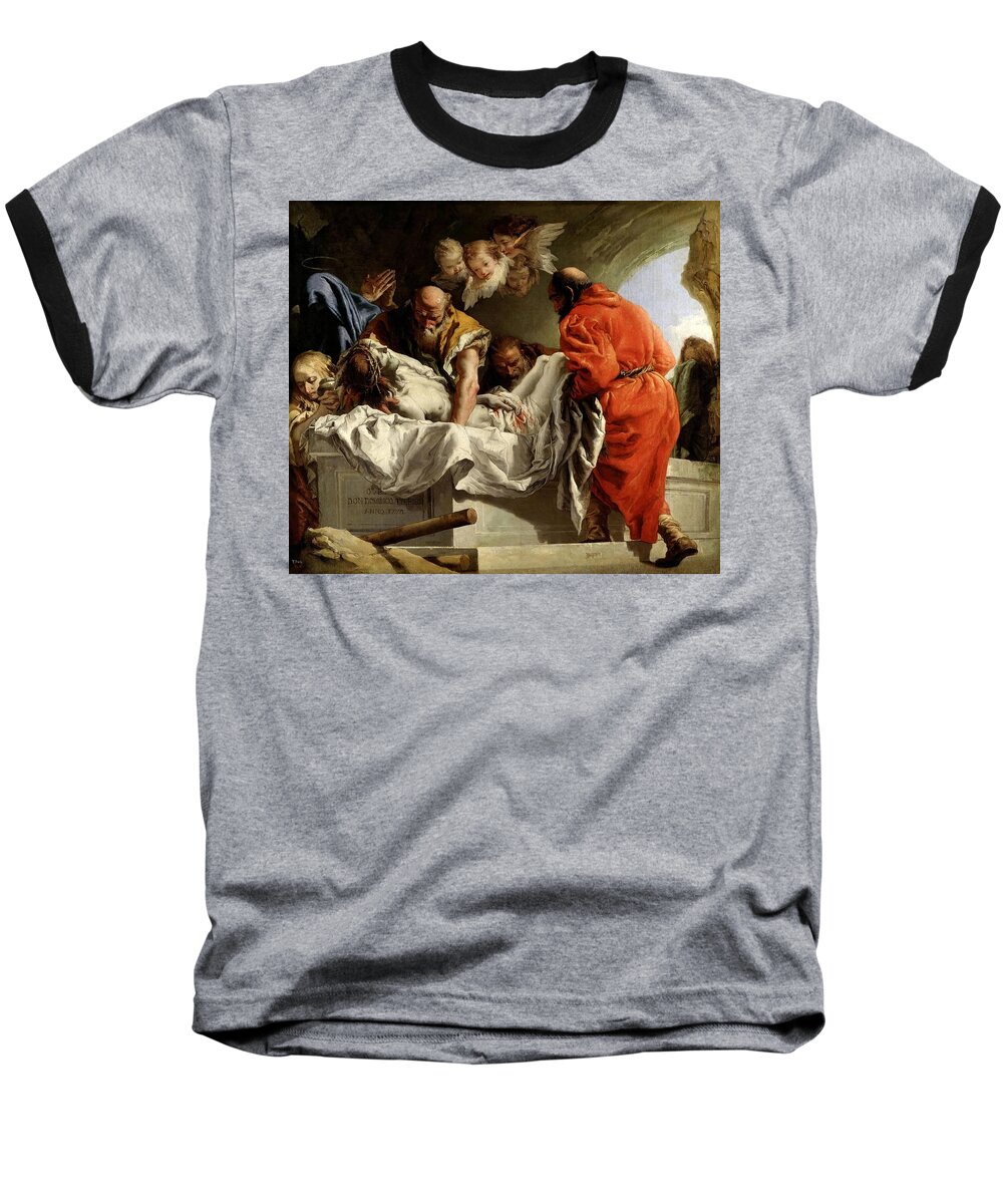 Giovanni Domenico Tiepolo Baseball T-Shirt featuring the painting Giandomenico Tiepolo / 'The Entombment of Christ', 1772, Italian School, Oil on canvas. VIRGIN MARY. by Giandomenico Tiepolo -1727-1804-