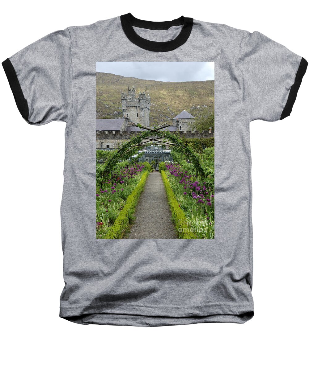 Glenveagh Castle Gardens Donegal Ireland Travel Photography Baseball T-Shirt featuring the photograph Glenveagh castle by Peter Skelton