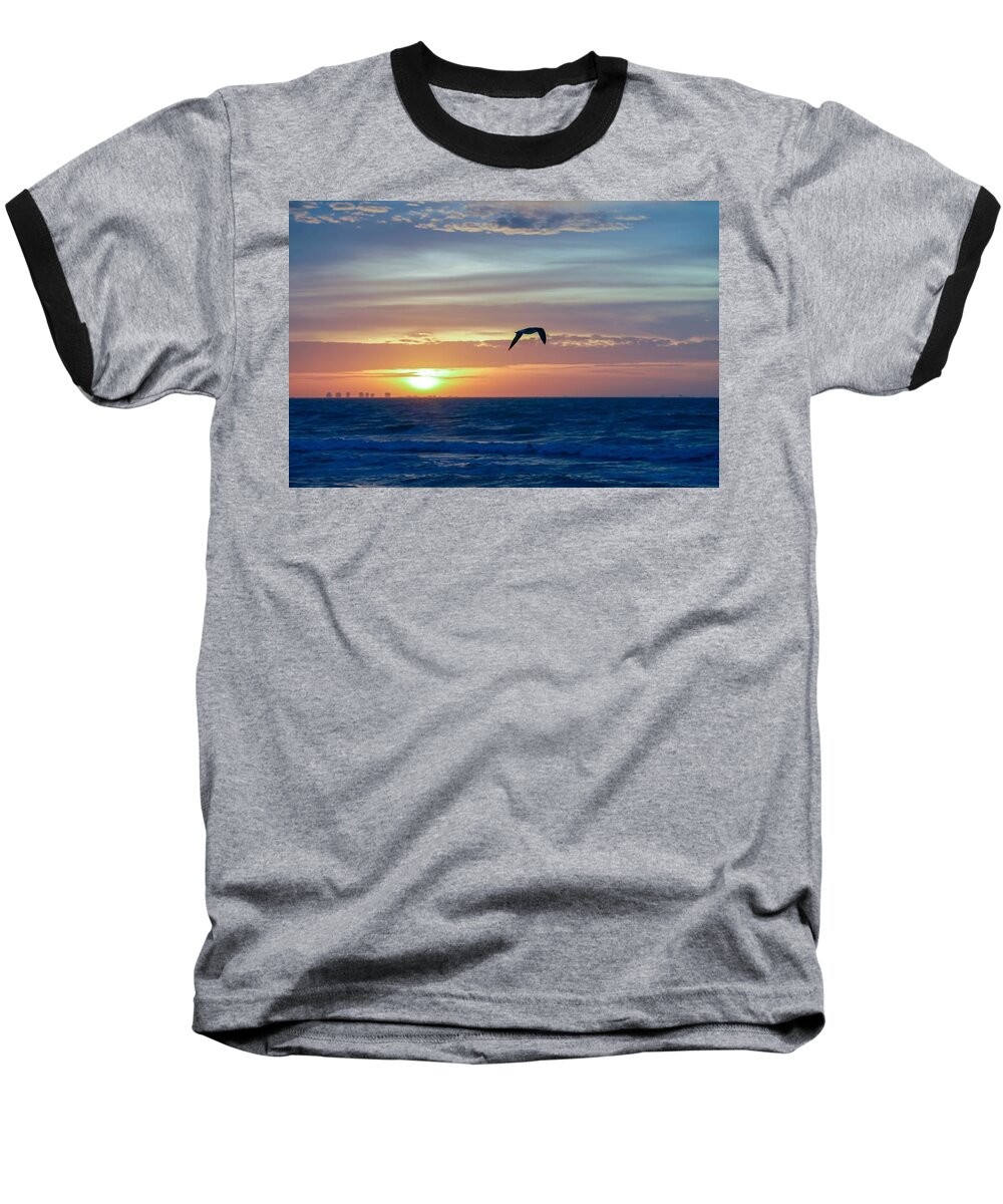 Sunset Baseball T-Shirt featuring the photograph Going Solo by Susan Rydberg