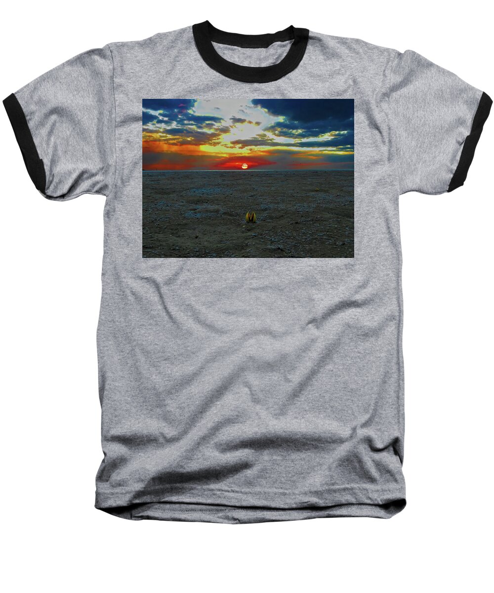 Weipa Baseball T-Shirt featuring the photograph Gongbung Beach Sunset And Open Shell by Joan Stratton