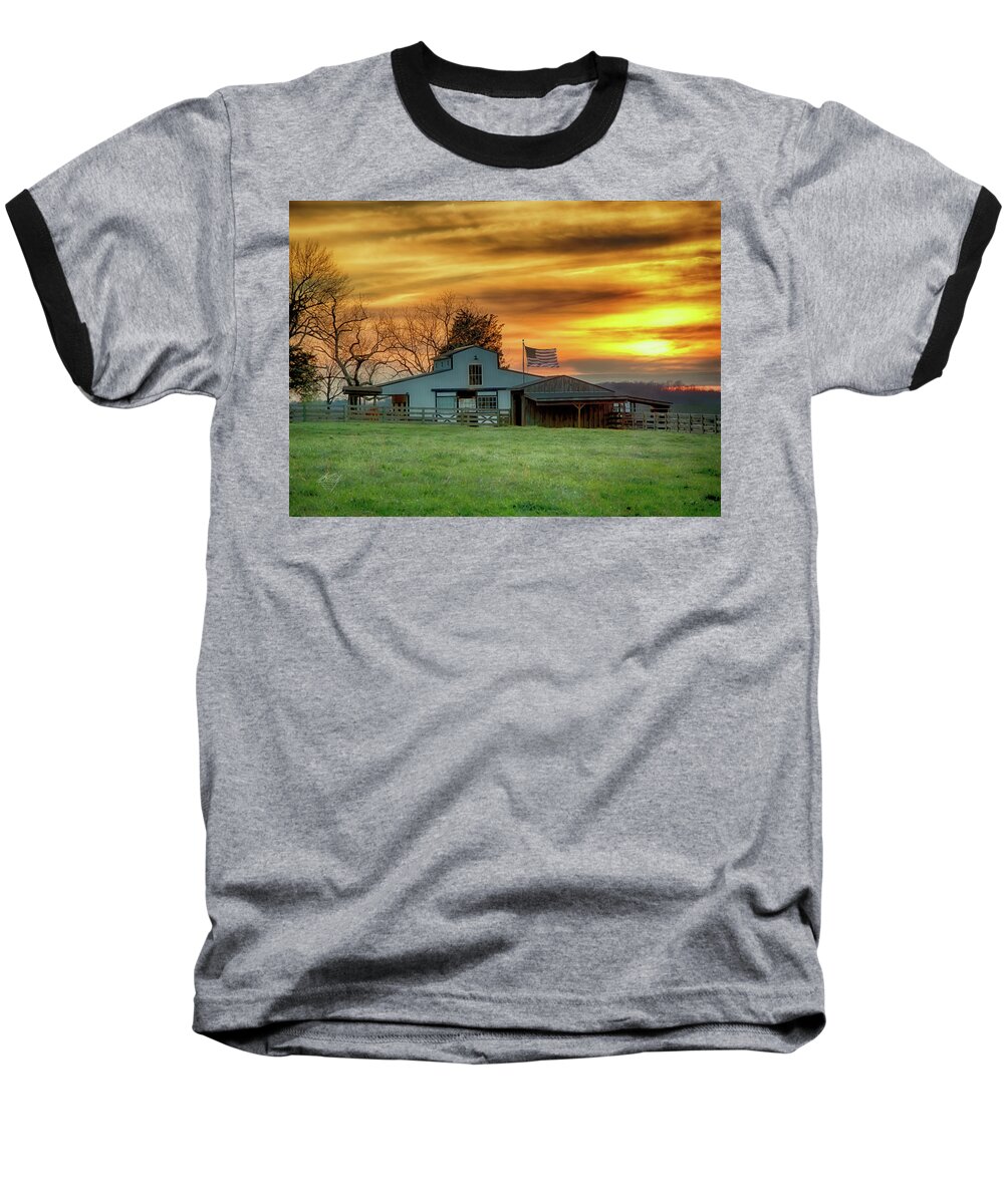 Sunset Baseball T-Shirt featuring the photograph Goodnight America by Michael Frank