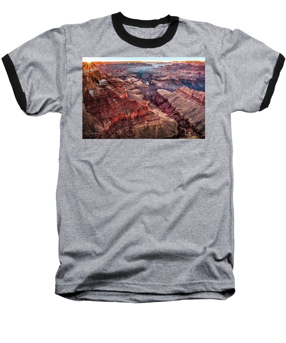 Grand Canyon Baseball T-Shirt featuring the photograph Grand Canyon Winter Sunset by Brian Tada