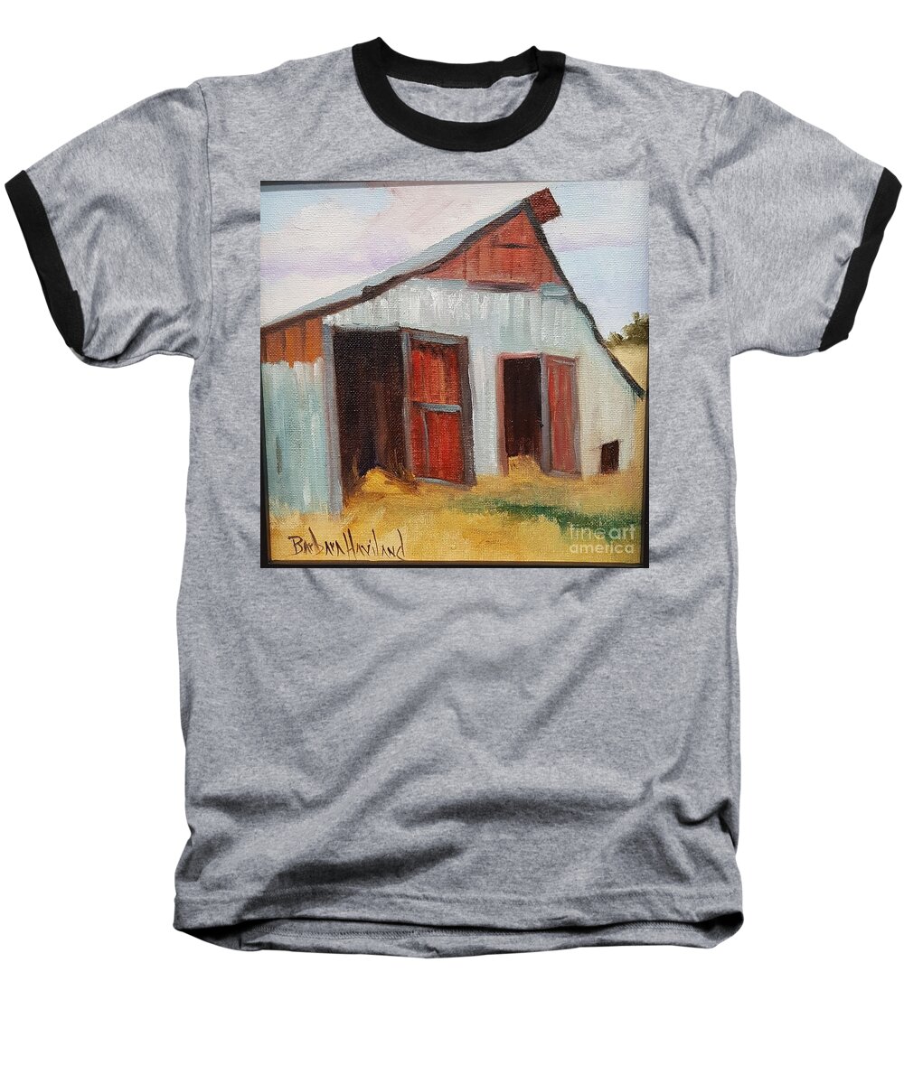 Barn Baseball T-Shirt featuring the painting Gray Barn by Barbara Haviland