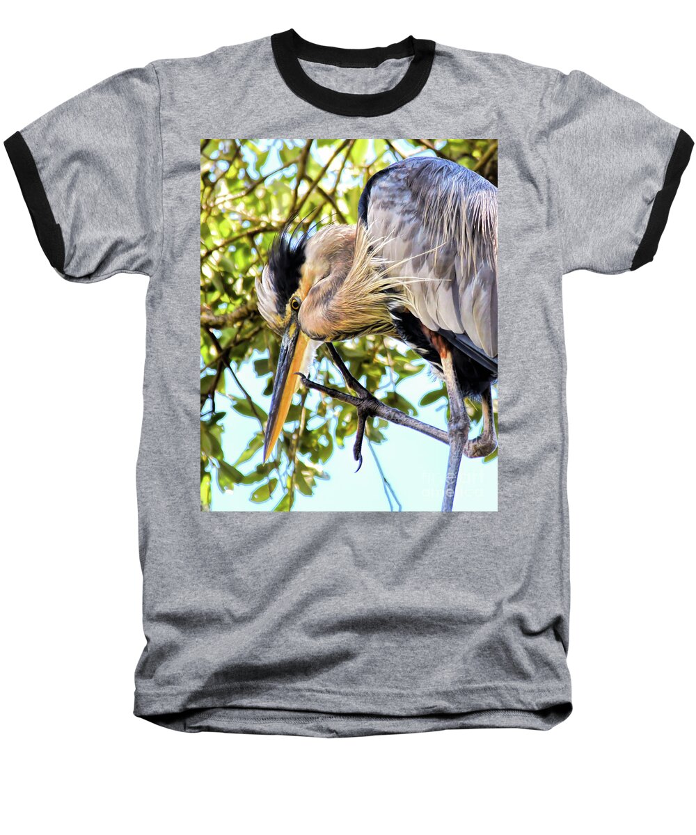 Great Blue Heron Baseball T-Shirt featuring the photograph Great Blue Heron Close Up by Kerri Farley