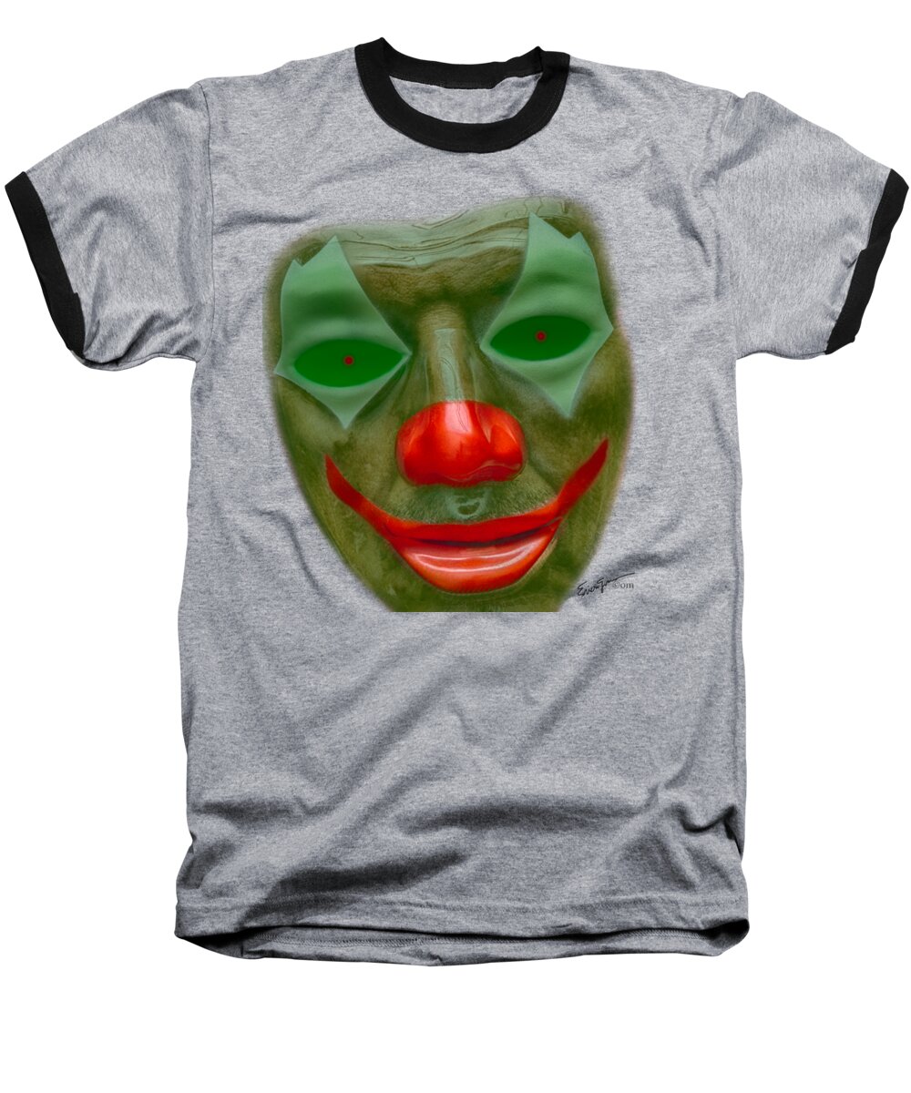 Clown Baseball T-Shirt featuring the photograph Green Clown Face by Erich Grant