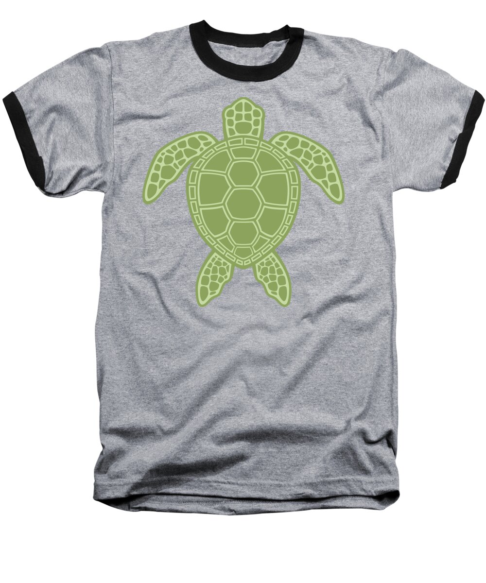 Green Baseball T-Shirt featuring the digital art Green Sea Turtle by John Schwegel