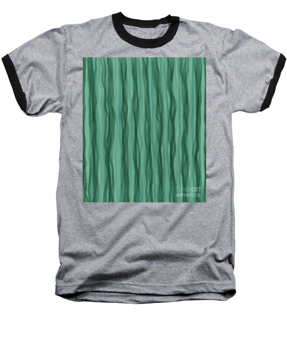 Green Stripes Baseball T-Shirt featuring the digital art Green Stripes by Annette M Stevenson