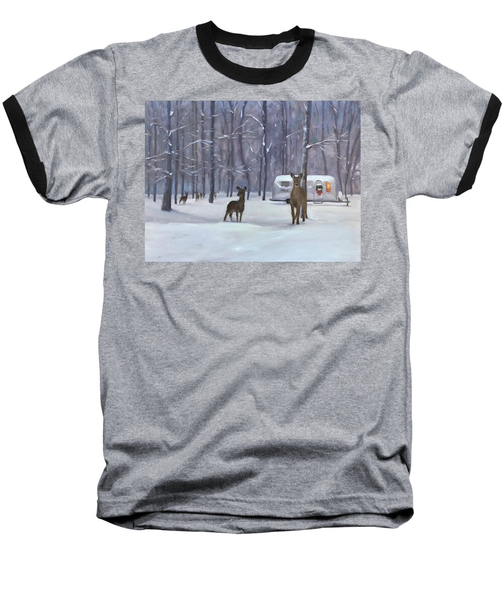 Airstream Baseball T-Shirt featuring the painting Have yourself a shiny little Christmas by Elizabeth Jose