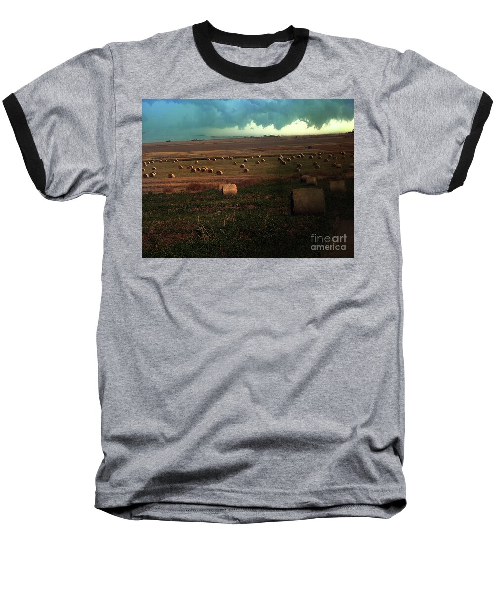 Hay Baseball T-Shirt featuring the digital art Hay Baled Just In Time by Linda Cox