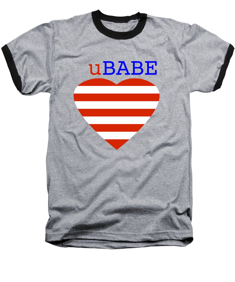 Ubabe Heart Baseball T-Shirt featuring the digital art Hearts and Stripes by Ubabe Style