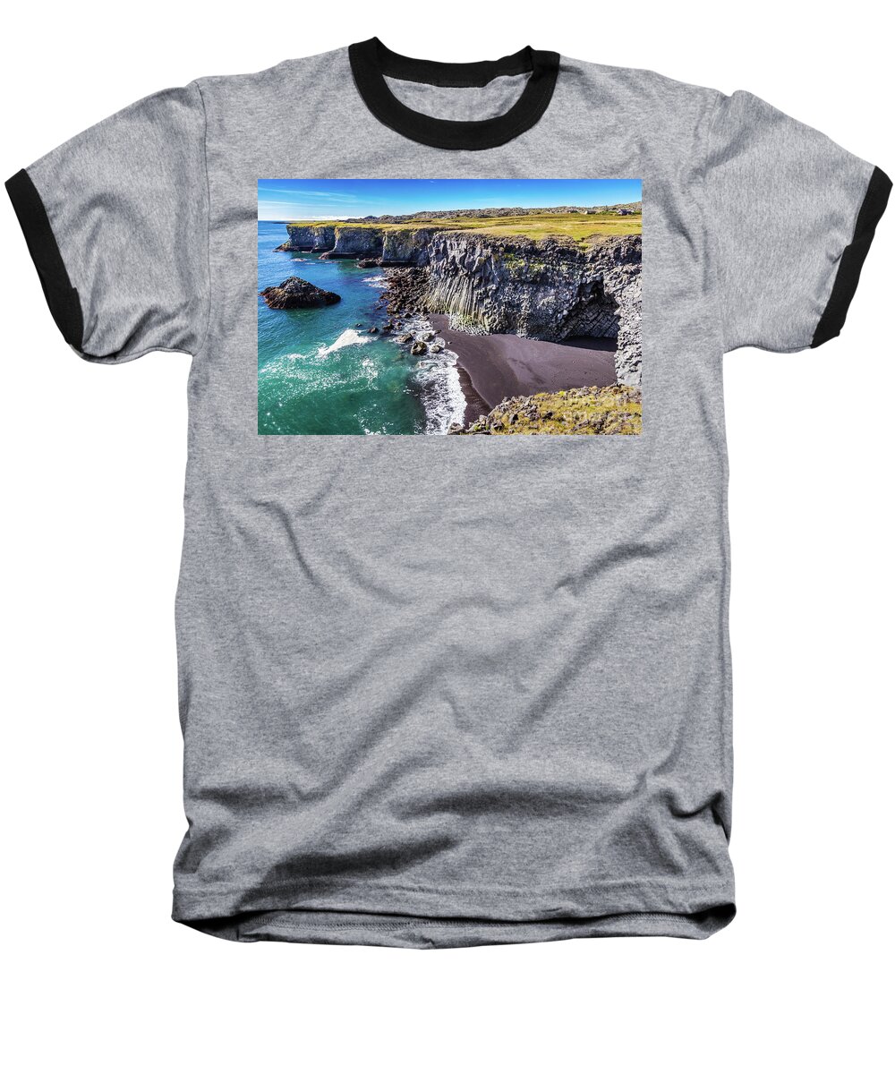 Coast Baseball T-Shirt featuring the photograph Hellnahraun coast, Iceland by Lyl Dil Creations
