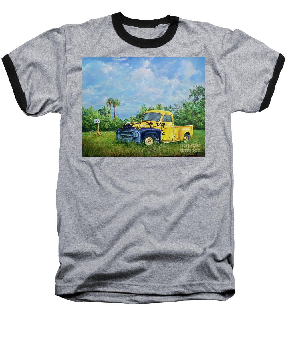 Tropical Trail Baseball T-Shirt featuring the painting Here They Are by AnnaJo Vahle