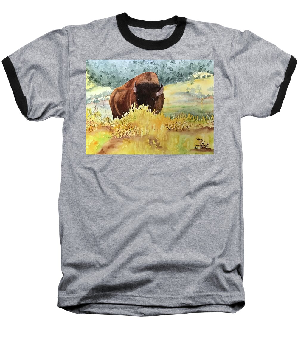 Yellowstone Baseball T-Shirt featuring the painting Here's Looking at You by Beth Fontenot