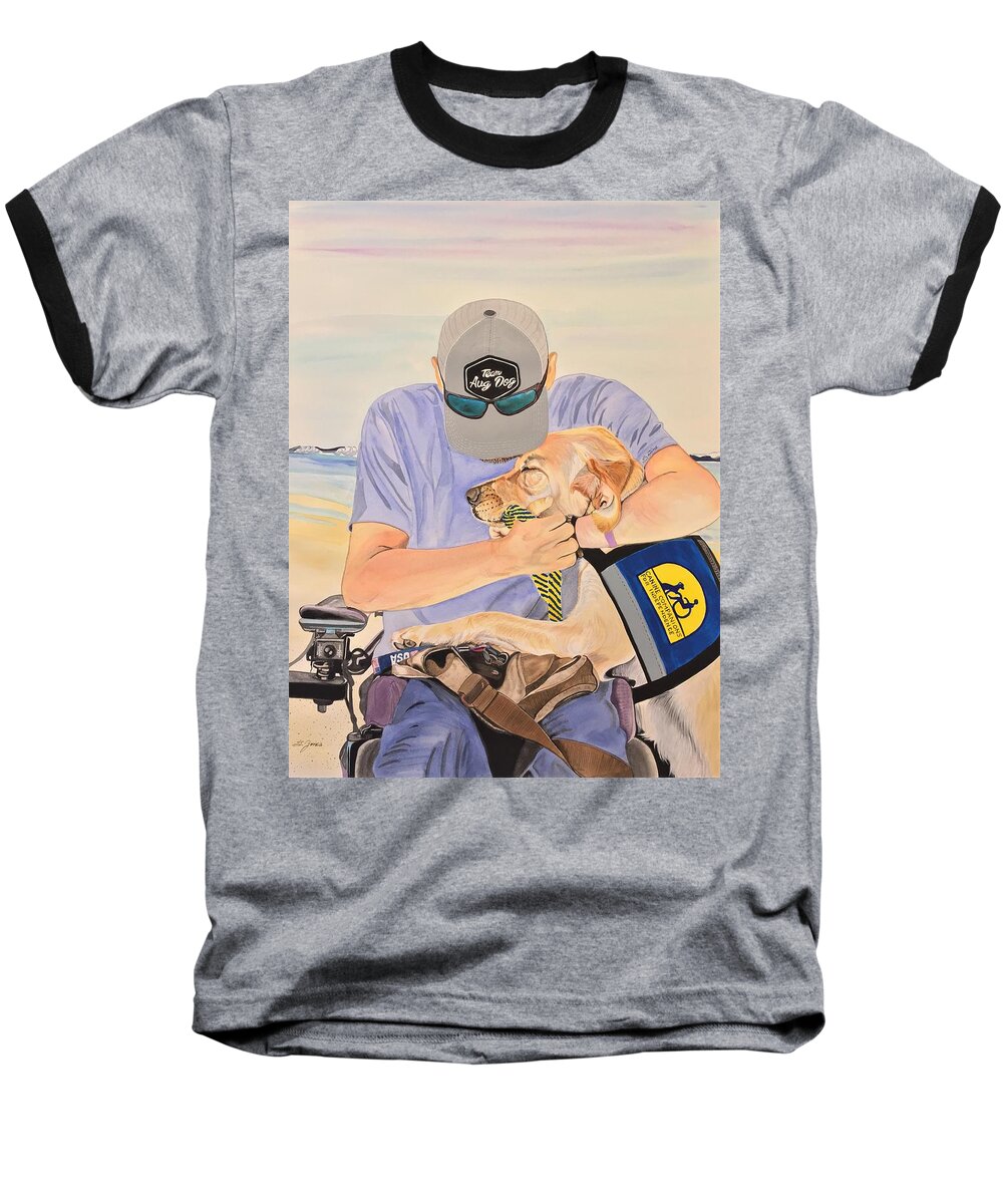 Golden Retriever Baseball T-Shirt featuring the painting Hero's Hero by Sonja Jones