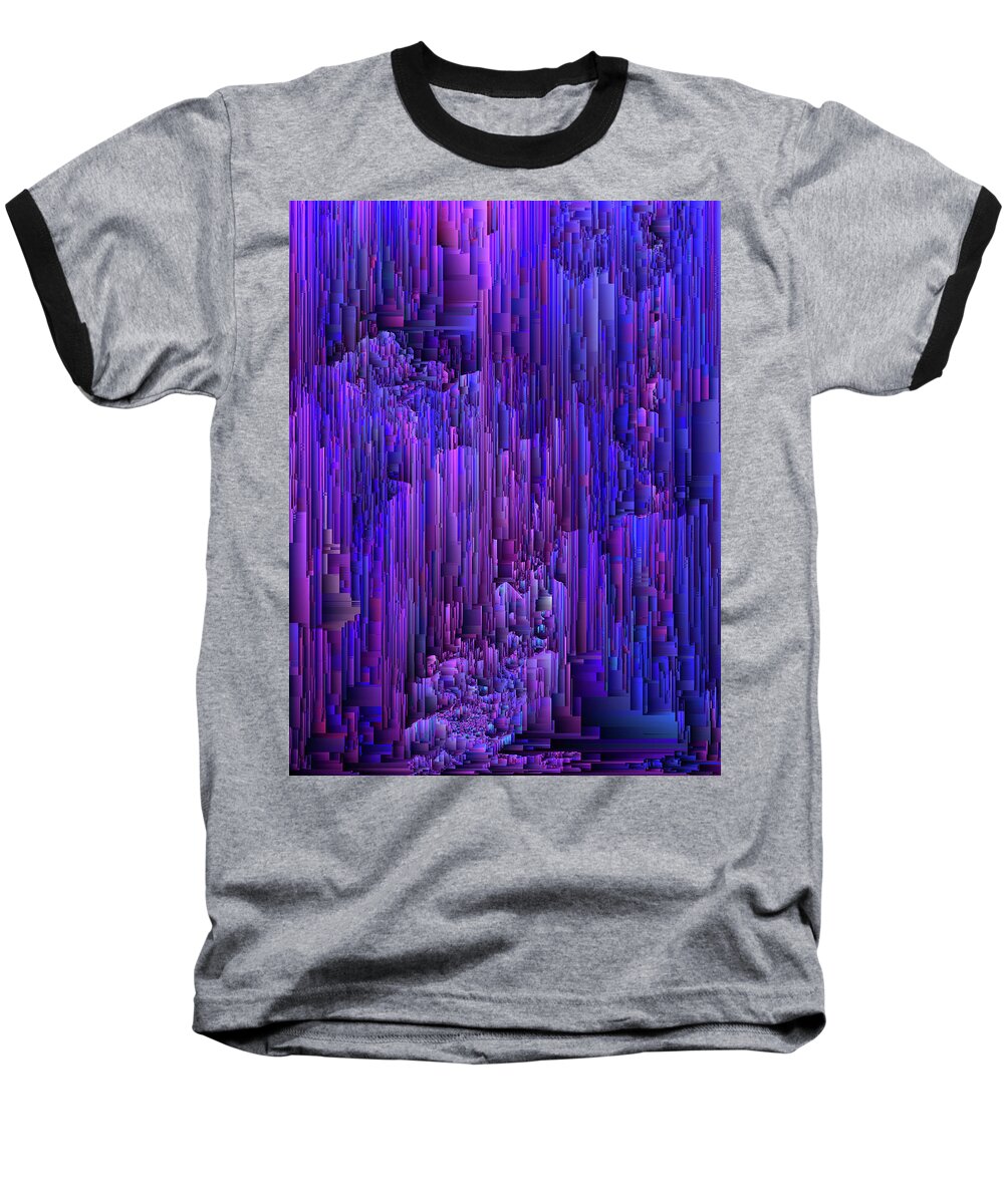 Glitch Baseball T-Shirt featuring the digital art Hidden Cave - Abstract Pixel Art by Jennifer Walsh