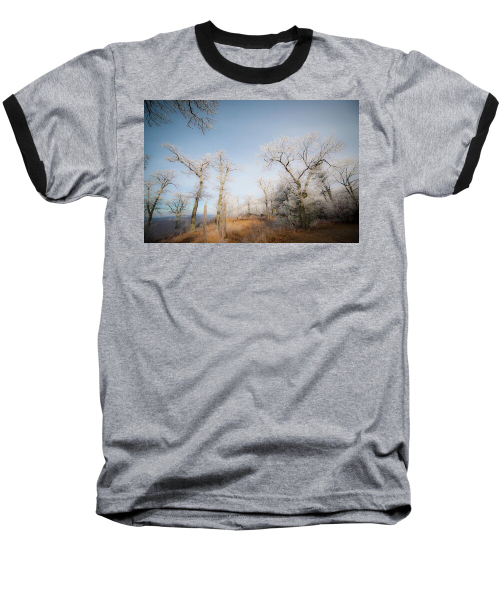 Blue Ridge Baseball T-Shirt featuring the photograph Hilltop Hoarfrost by Mark Duehmig