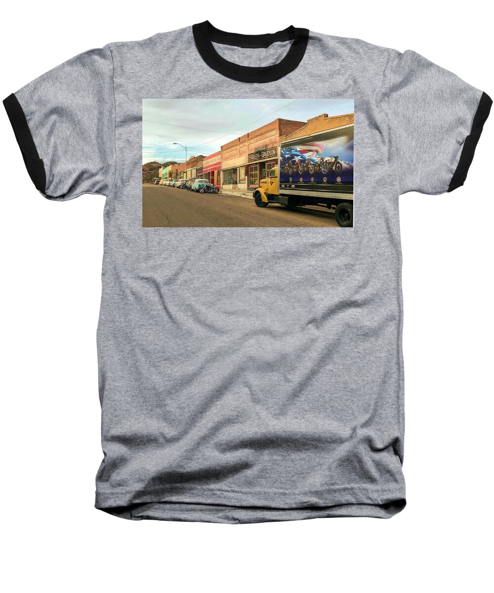 Historic Lowel Bisbee Baseball T-Shirt featuring the photograph Historic Lowell in Bisbee Arizona by Tatiana Travelways