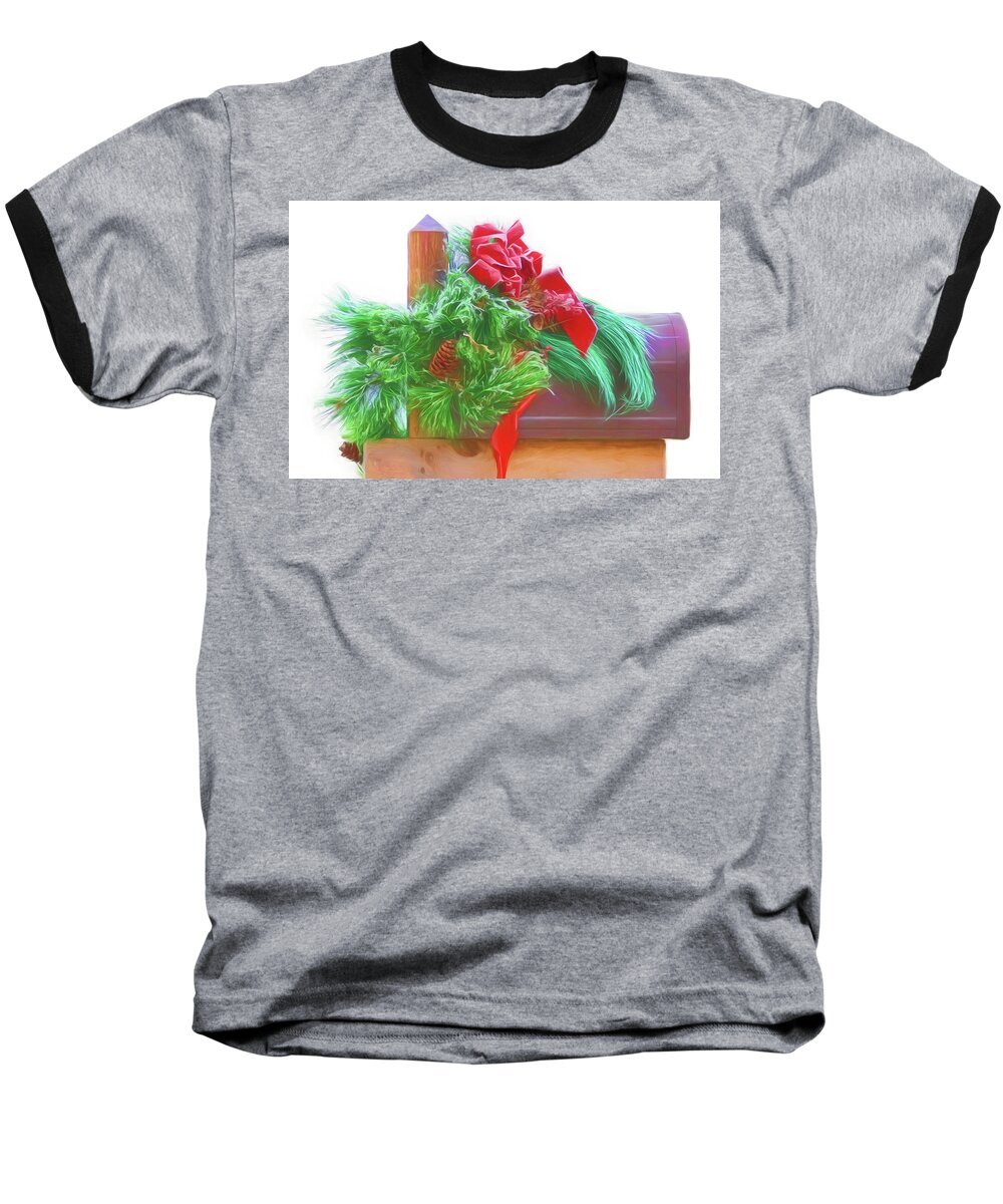 Holiday Mail Baseball T-Shirt featuring the photograph Holiday Mail by Nikolyn McDonald