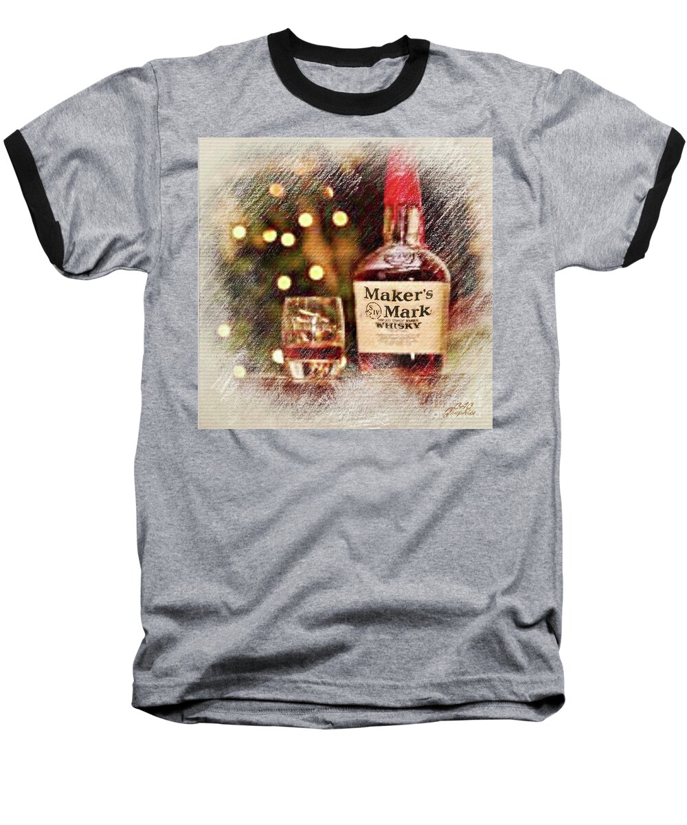 Makers Mark Baseball T-Shirt featuring the digital art Holiday Spirit Markers Mark by CAC Graphics