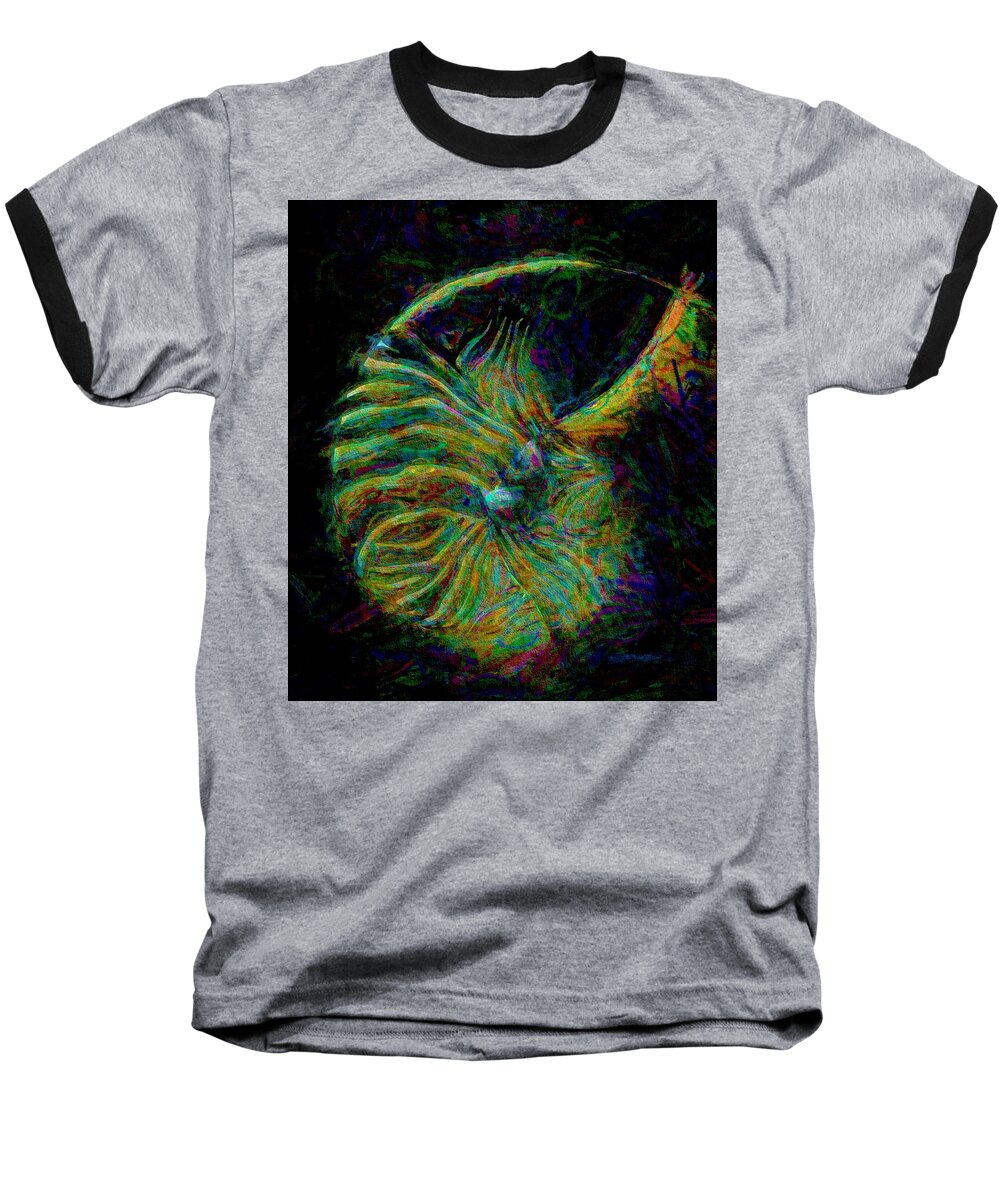 Modern Abstract Art Baseball T-Shirt featuring the drawing I Can Hear the Sea Shell Echoing Light by Joan Stratton