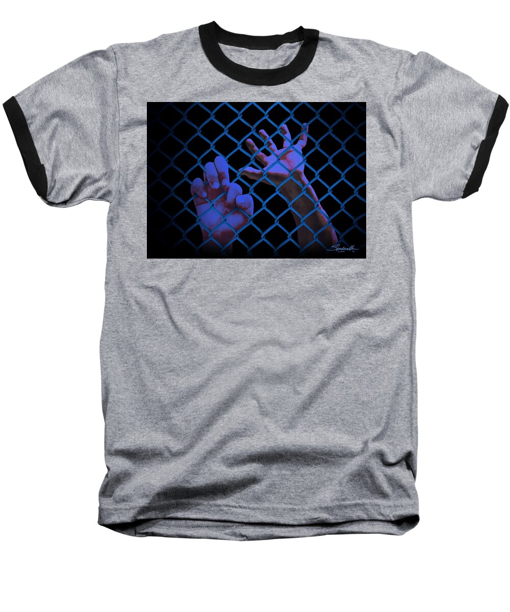 Immigration Baseball T-Shirt featuring the digital art Immigrant Hostages by M Spadecaller