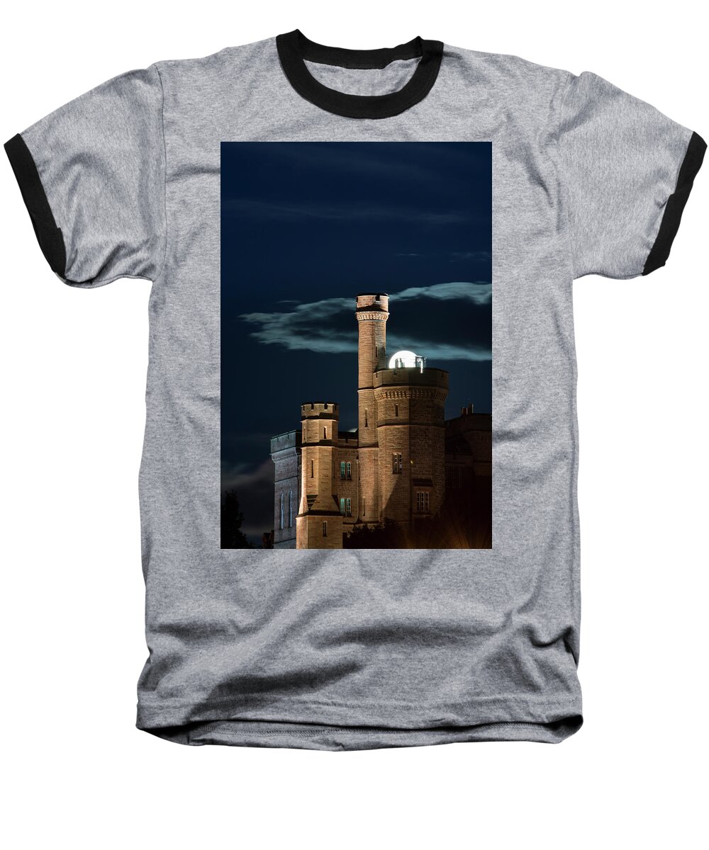 Inverness Baseball T-Shirt featuring the photograph Inverness Castle in the Moonlight by Veli Bariskan