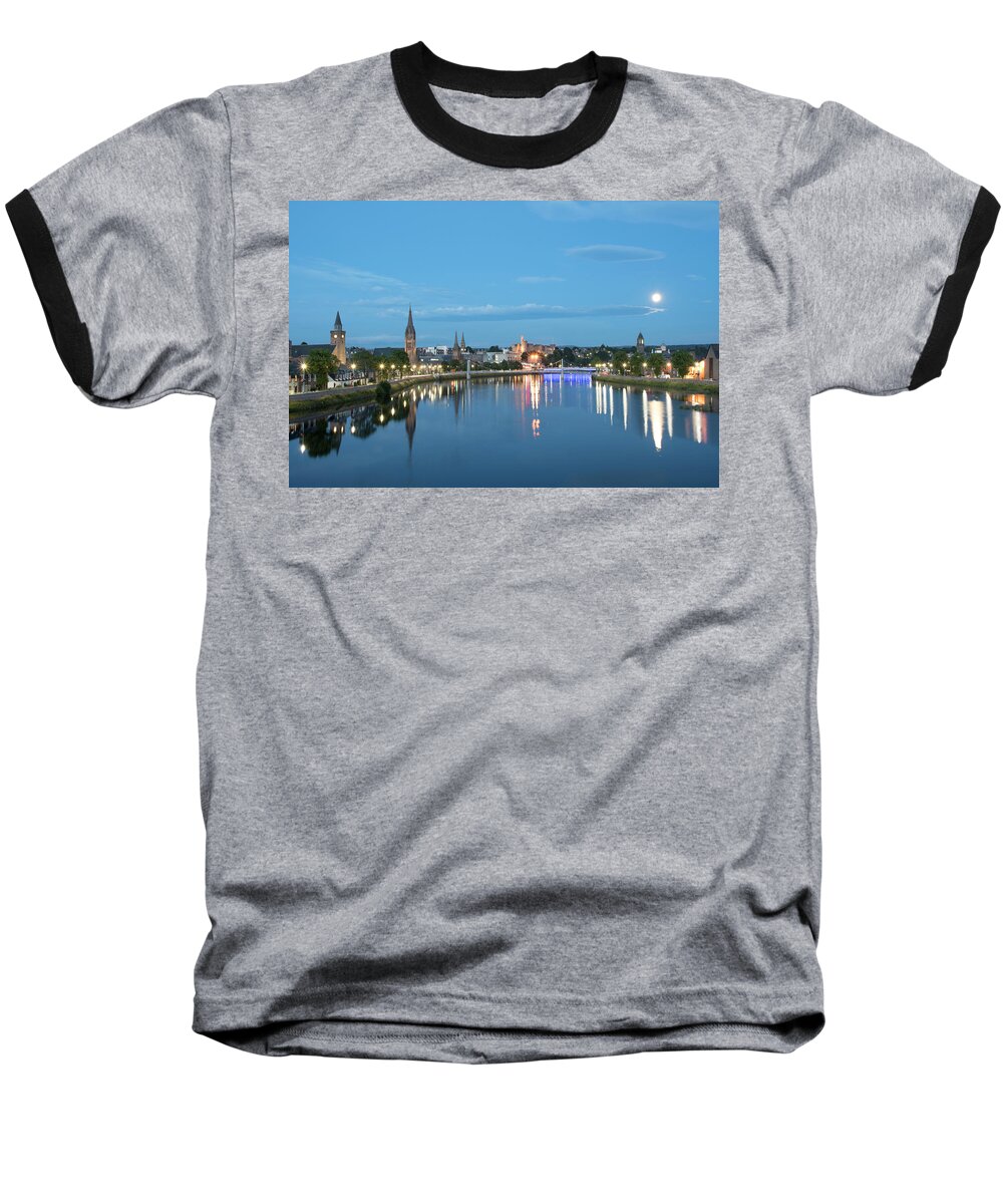 Inverness Baseball T-Shirt featuring the photograph Inverness in the Moonlight by Veli Bariskan