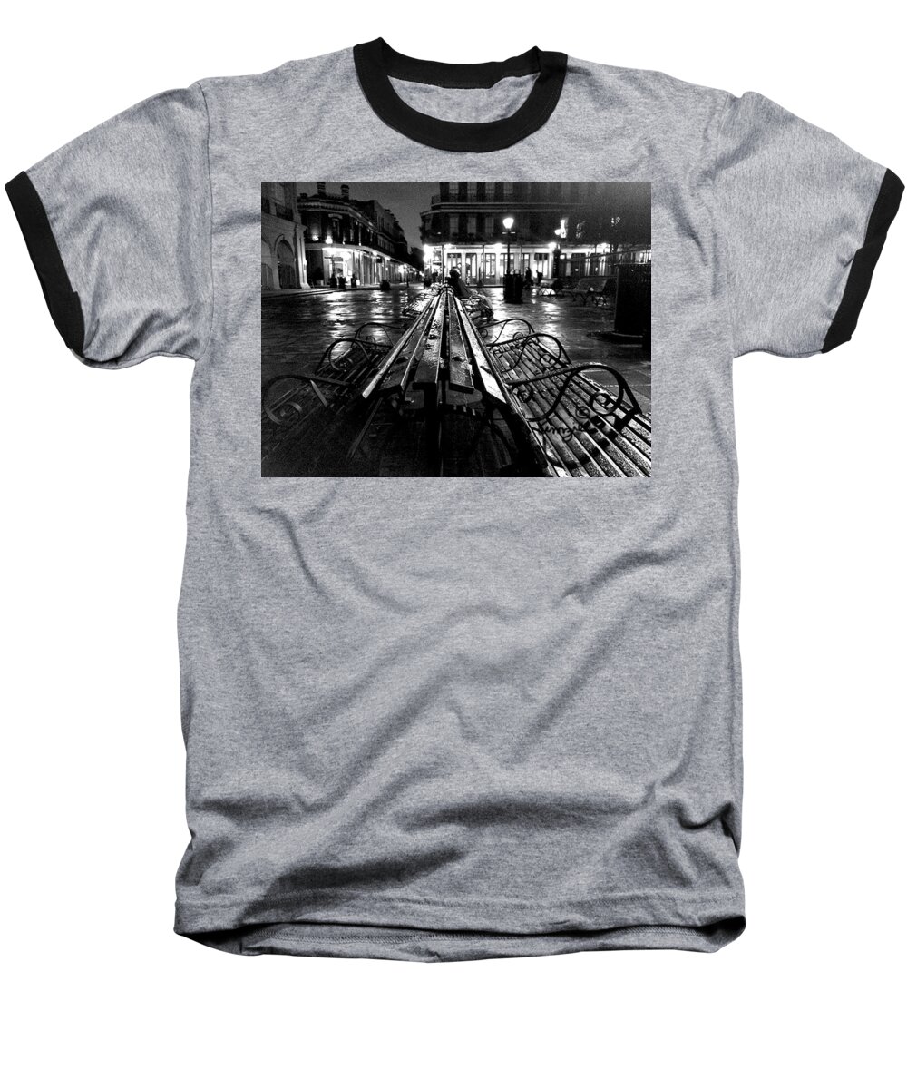 Amzie Adams Baseball T-Shirt featuring the photograph Jackson Square In The Rain by Amzie Adams
