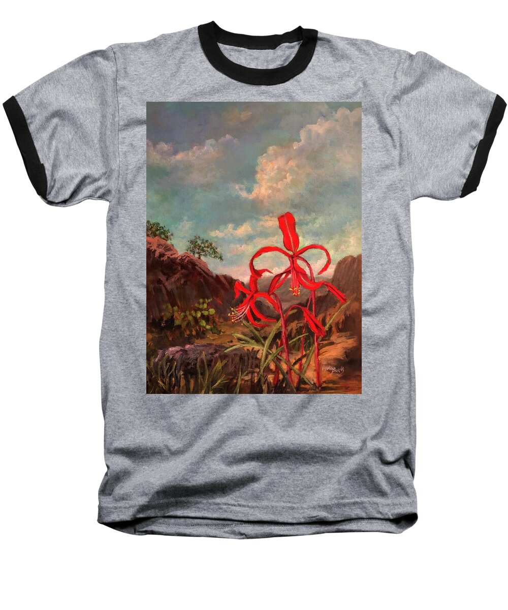 Lily Baseball T-Shirt featuring the painting Jacobean LIly Of Mexico by Rand Burns