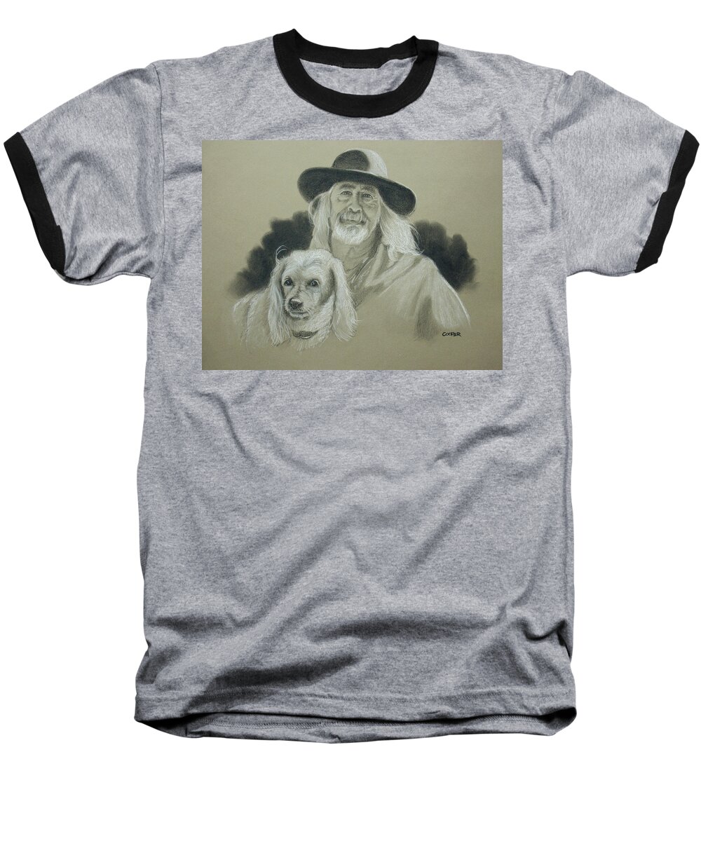 Portrait Baseball T-Shirt featuring the drawing John and Molly by Todd Cooper