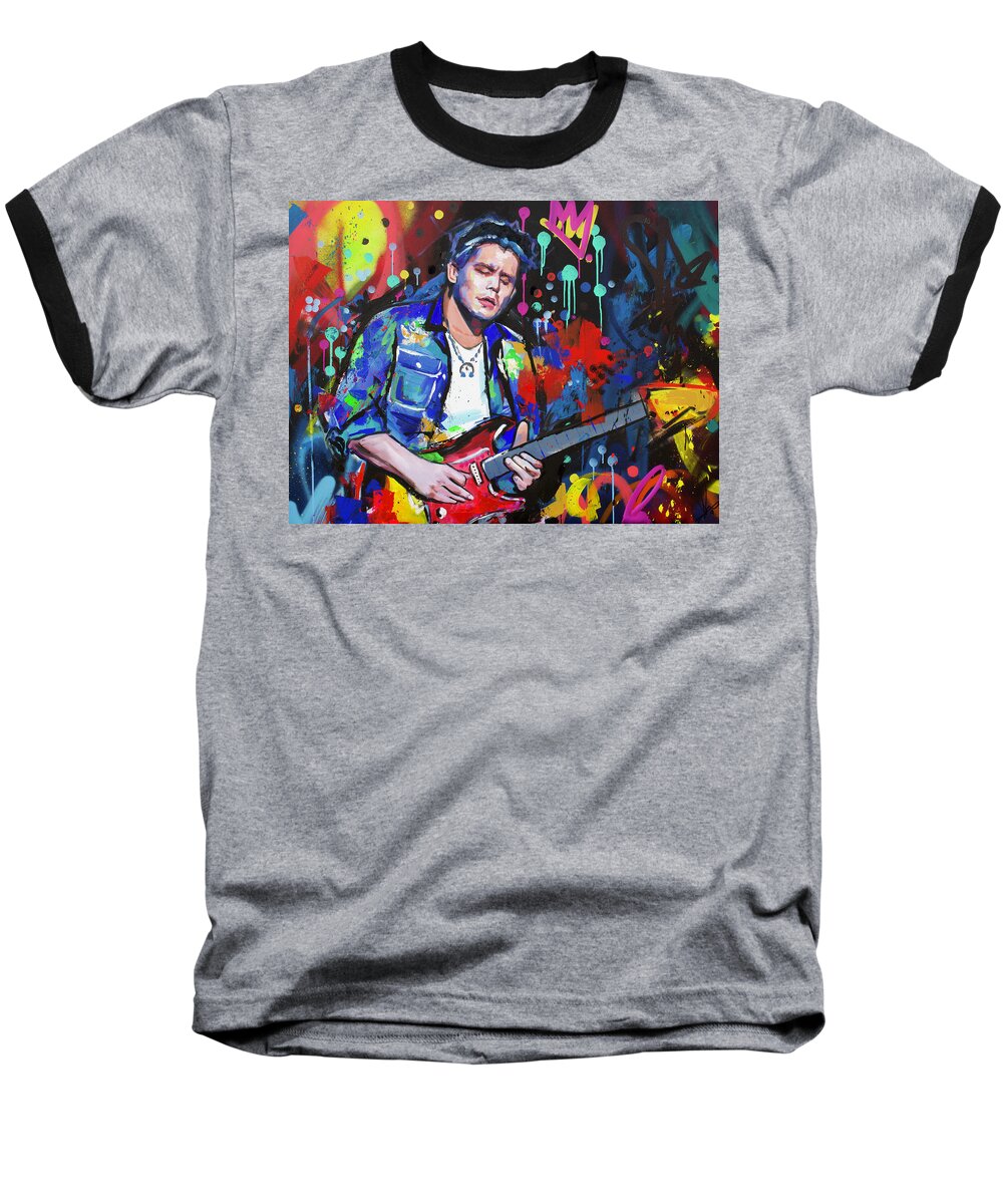 John Mayer Baseball T-Shirt featuring the painting John Mayer by Richard Day