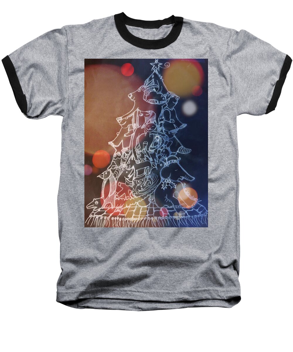 Christmas Baseball T-Shirt featuring the mixed media Just Hangin by Jan VonBokel