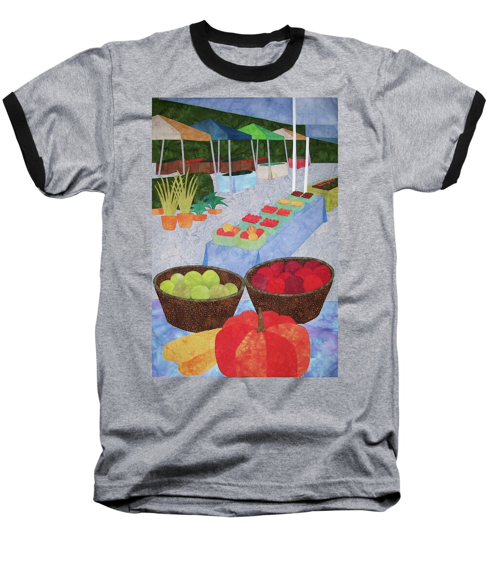 Farmers Market Baseball T-Shirt featuring the tapestry - textile Kings Yard Farmers Market by Pam Geisel