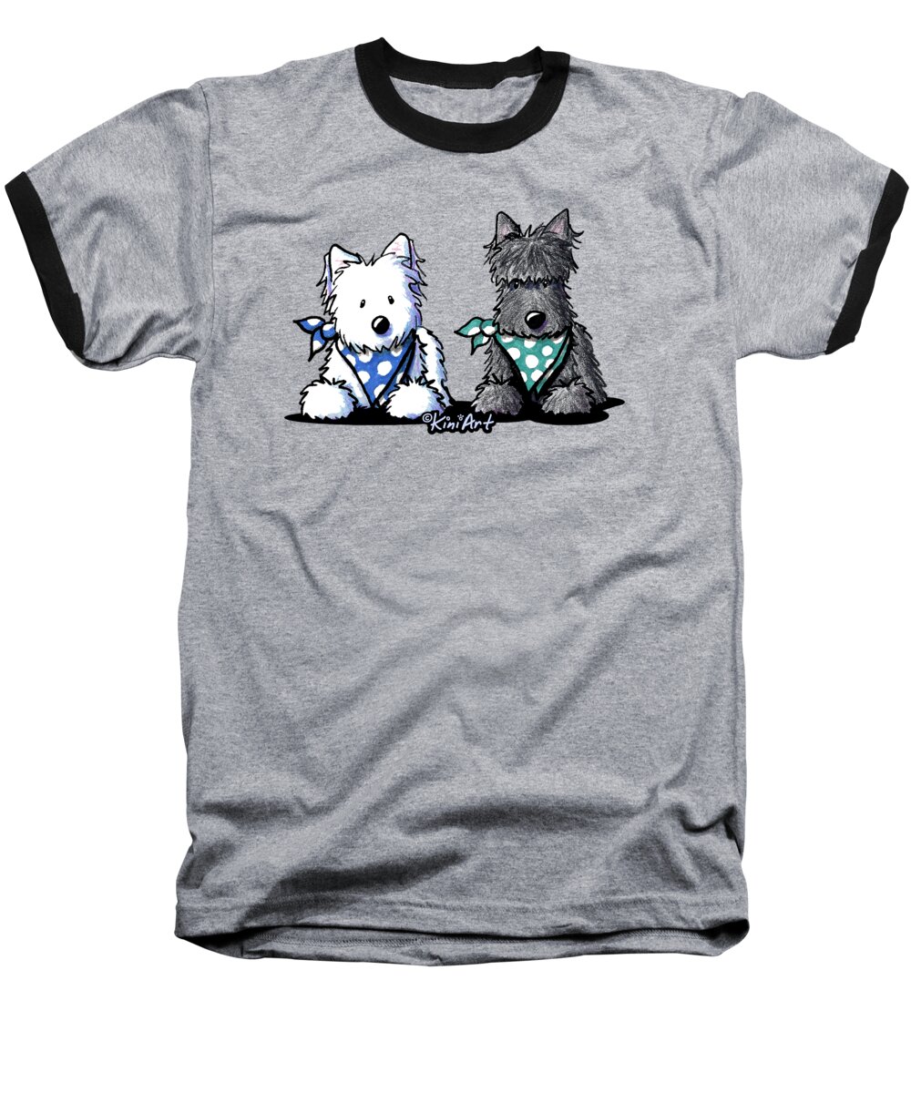 Westie Baseball T-Shirt featuring the photograph KiniArt Terrier Twosome by Kim Niles aka KiniArt
