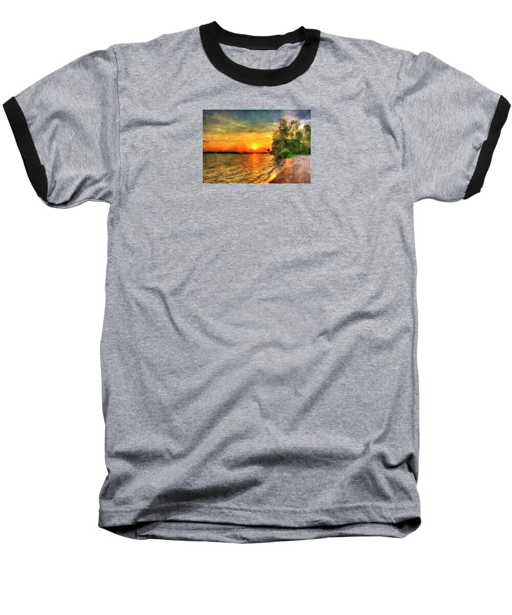 Sunset Baseball T-Shirt featuring the painting Lake Sunset by Diane Chandler