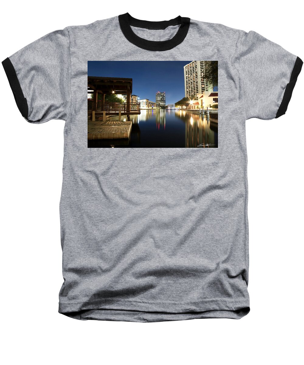 Las Colinas Baseball T-Shirt featuring the photograph Las Colinas Canals by Tim Kuret