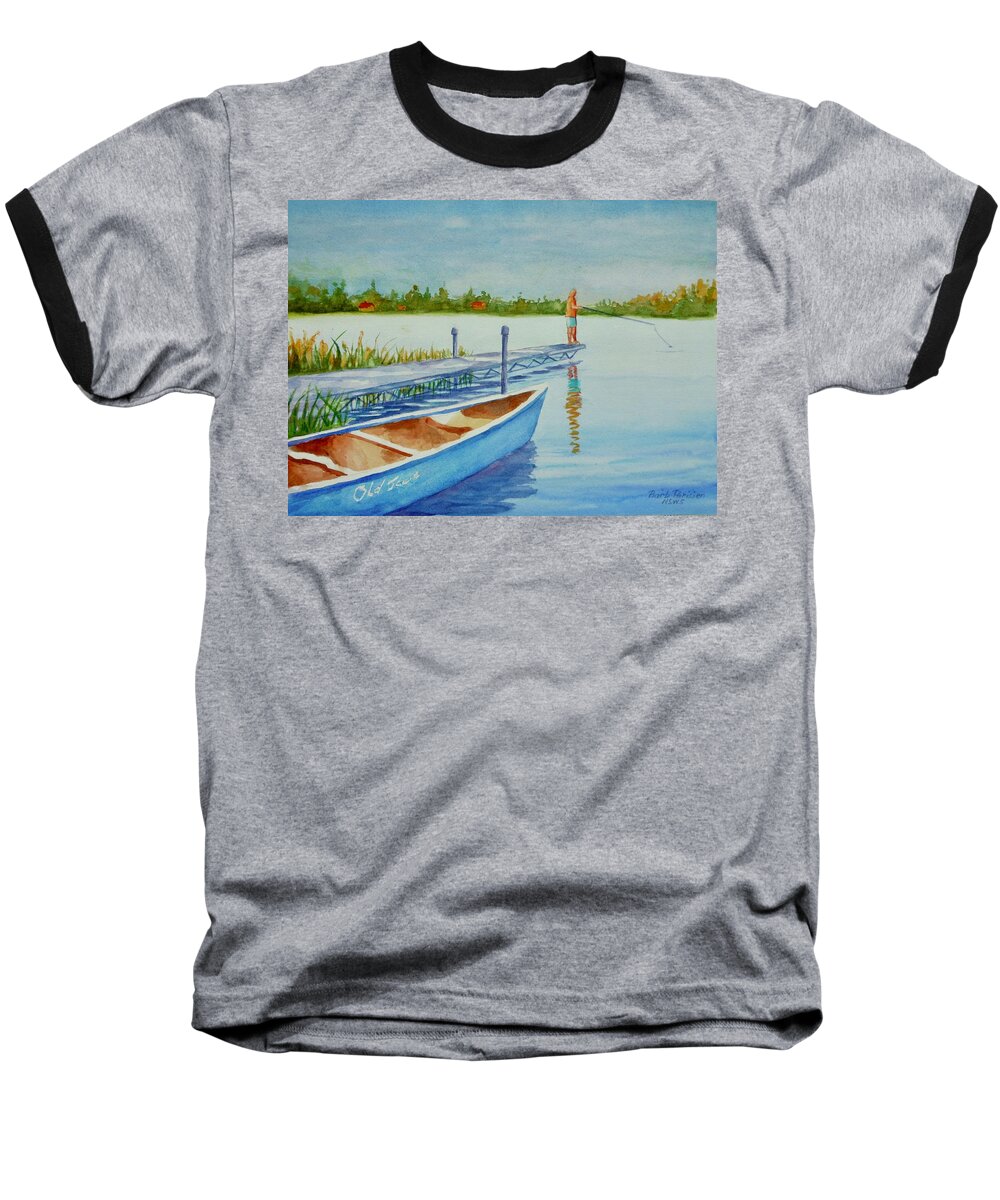 Fishing Baseball T-Shirt featuring the painting Last Catch by Barbara Parisien