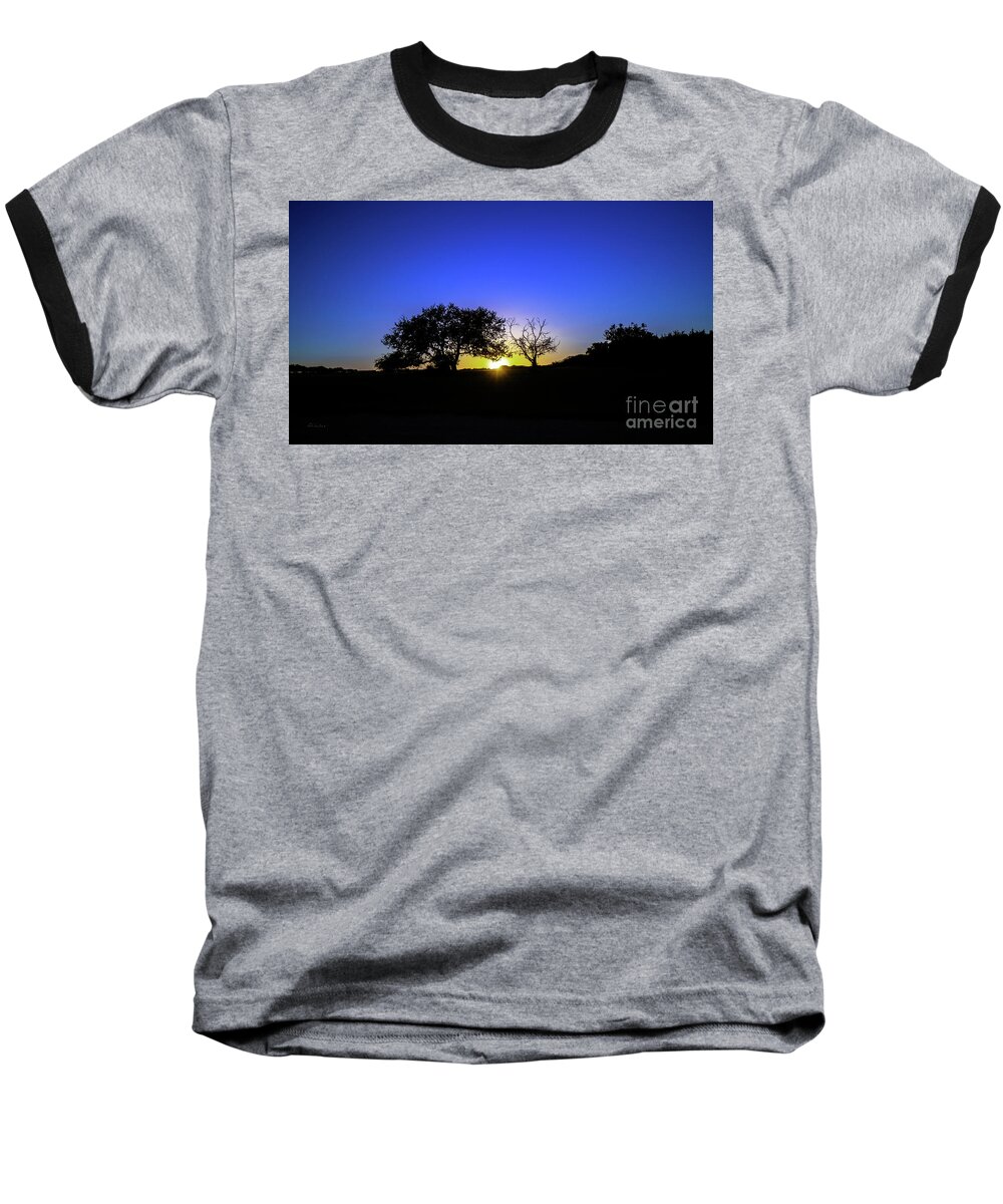Moonlit Baseball T-Shirt featuring the photograph Last Light Texas Hill Country Paradise Canyon Sunset 8053A1 by Ricardos Creations