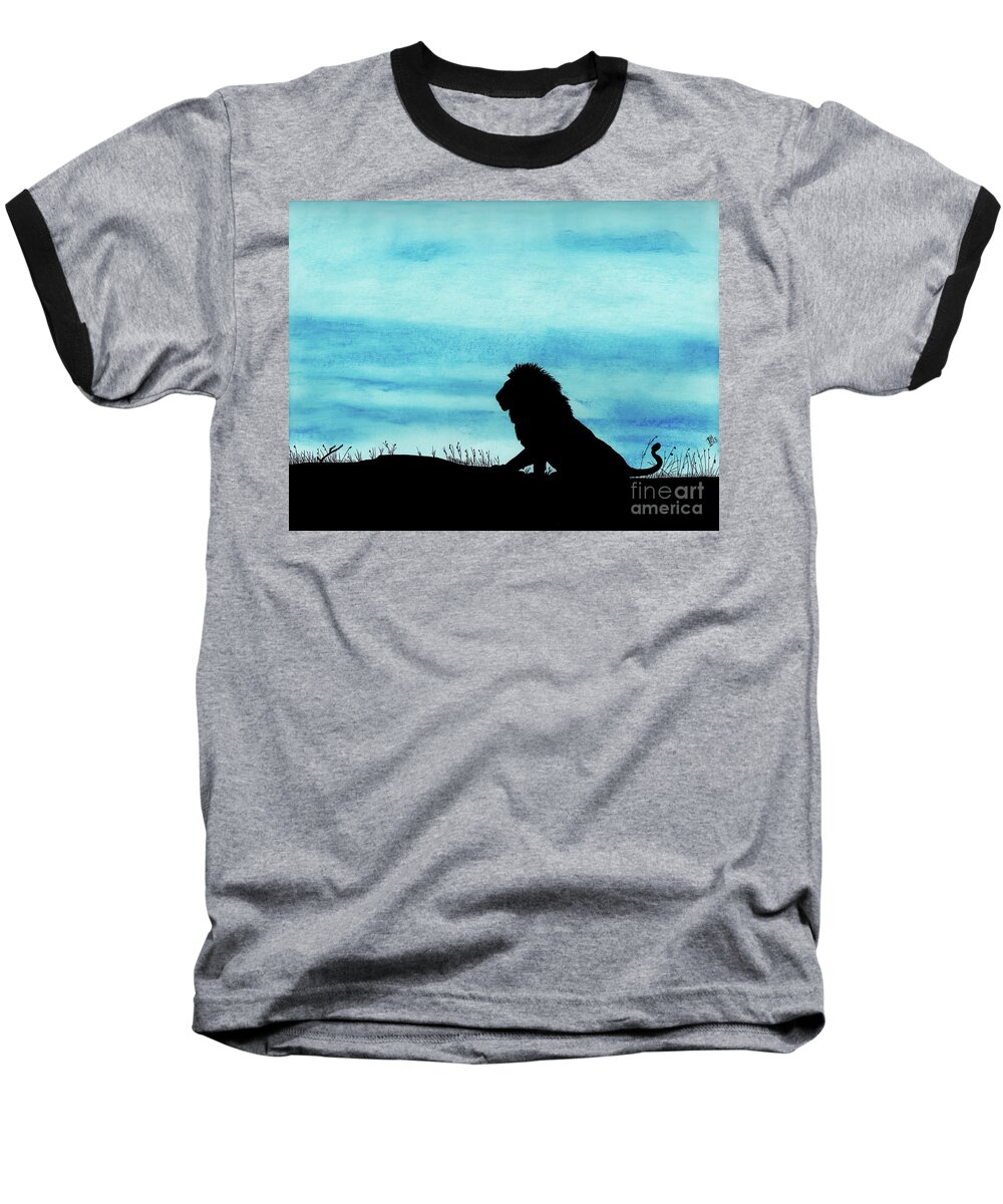 Lion Baseball T-Shirt featuring the drawing Leo At Sunset by D Hackett